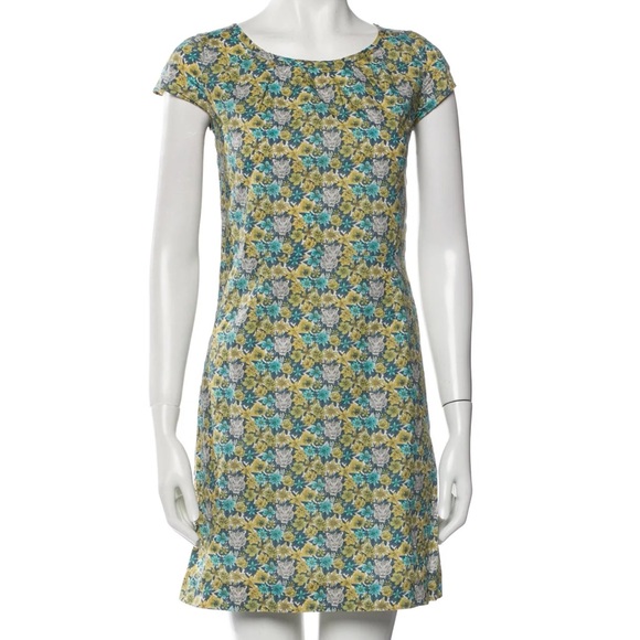 A.P.C. Women’s floral tiger Yellow Green cotton Sheath Mini Dress size medium - Picture 1 of 9